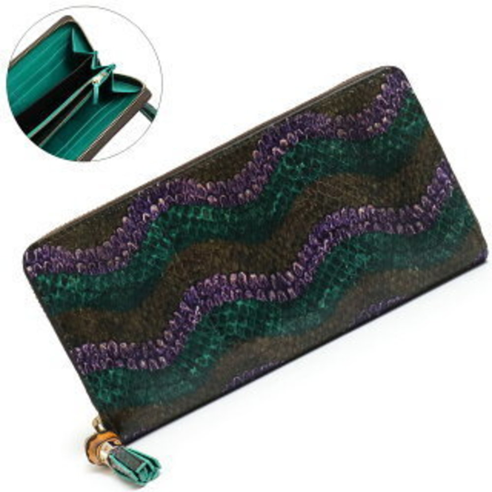Gucci Bamboo Zip Long Wallet Exotic Python Leathe… - image 1